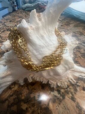 Gold Link Filigree Chain Bracelet 3 Strand- Tory Burch